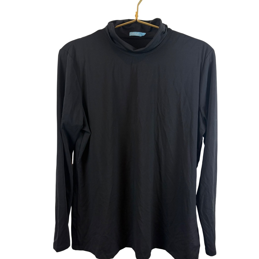 J.McLaughlin Black Nora Turtleneck Top Large Minimalist Stretch Layering